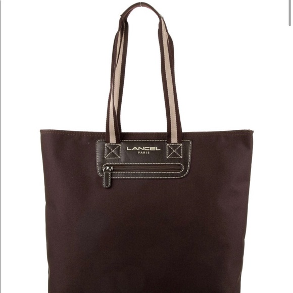 Lancel chocolate brown canvas fabric tote - Picture 4 of 4